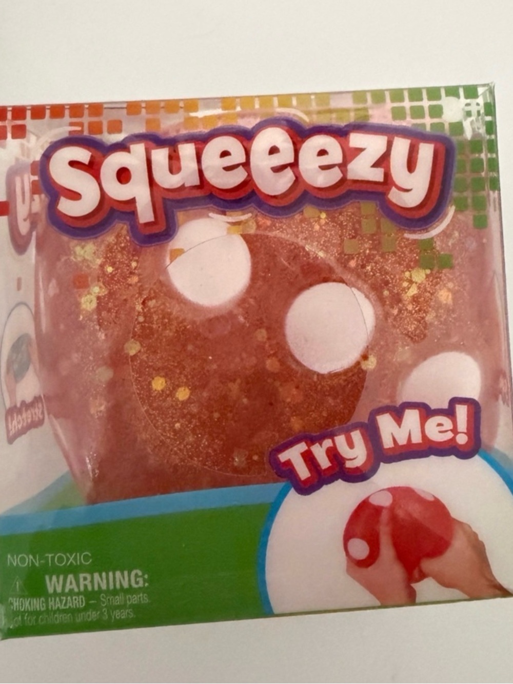 NIB Sunny Days Squeeezy Red Glitter Dice Squishy